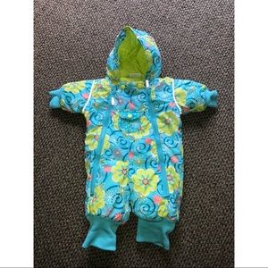 Hanna Andersson Turquoise Floral Snowsuit 60